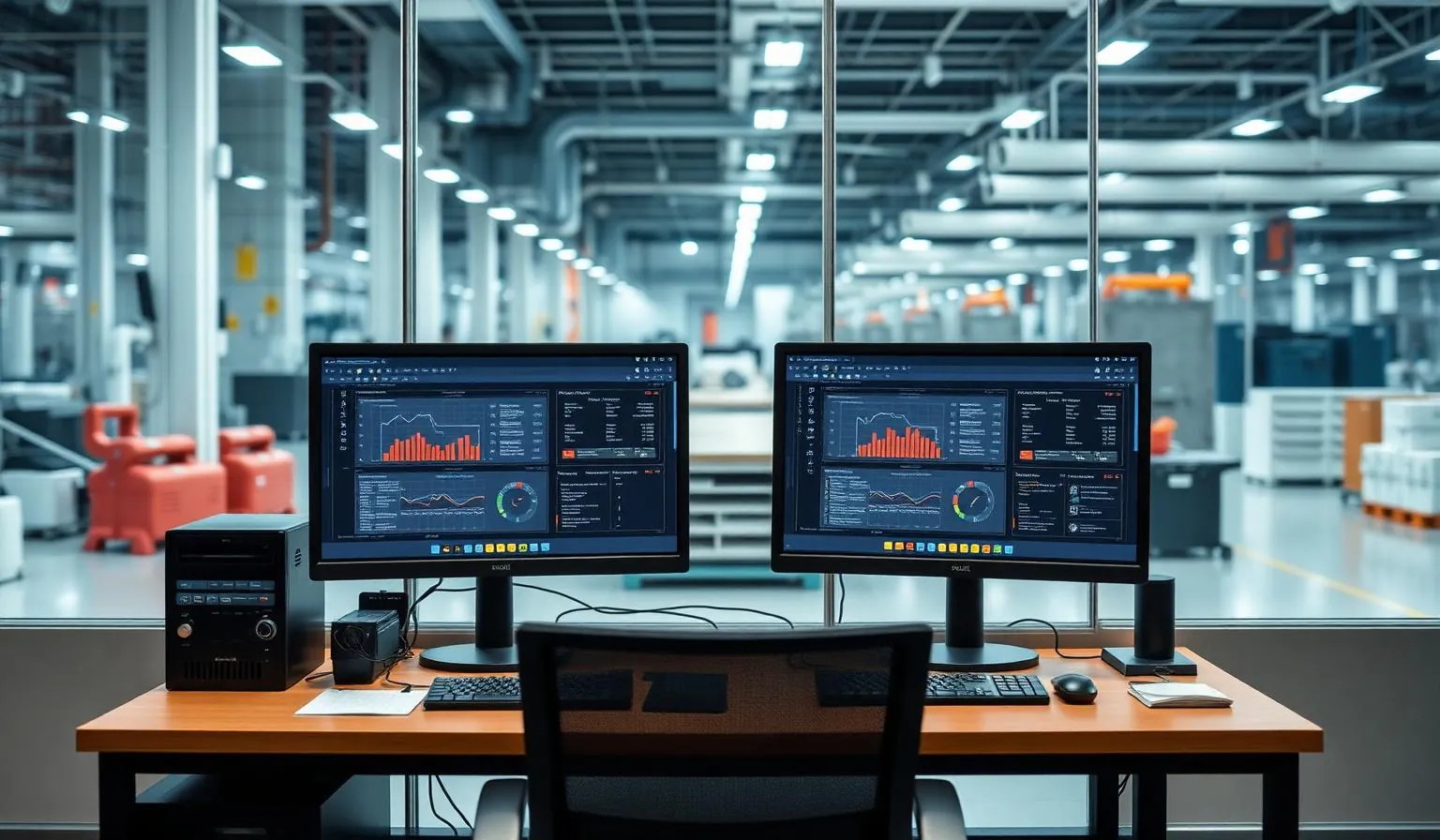 Industrie-Arbeitsplatz mit moderner IT