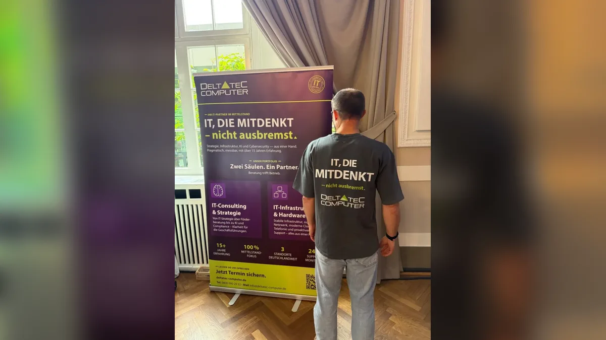 Deltatec-Messestand mit Roll-up „IT, die mitdenkt – nicht ausbremst“ beim Kurstadt Unternehmertag in Bad Oeynhausen